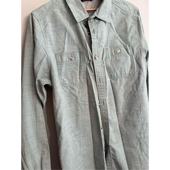 The North Face Gray Heather Cotton Blend Long Sleeve Button Up Shirt Size Medium - Picture 2 of 5
